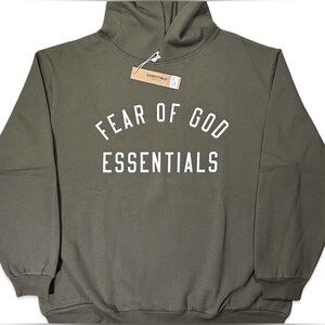 Men’s XL Fear Of God Essentials Olive Green Fleece Hoodie Sweatshirt